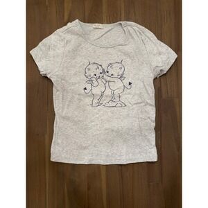 John Galt Brandy Melville Grey Cherub Devil Graphic T-Shirt Cotton Tee